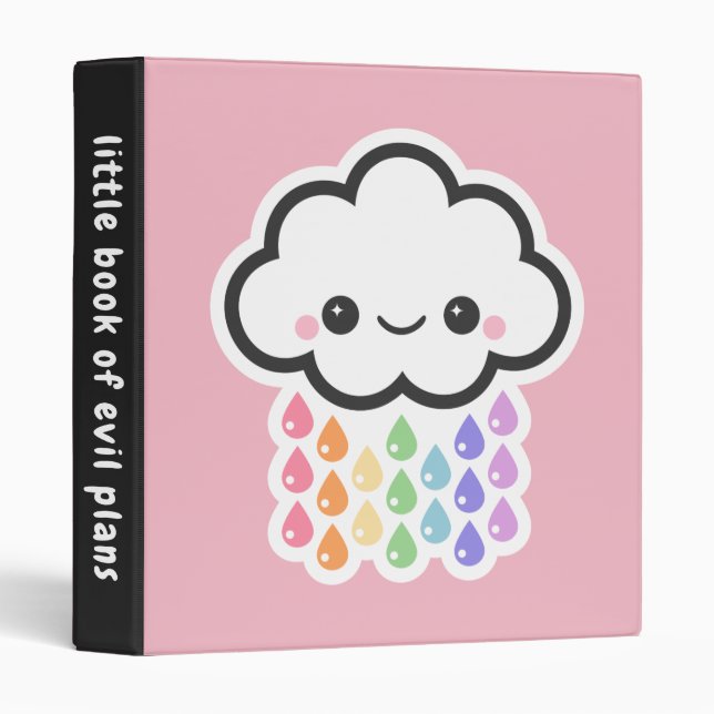 Pastel Rainbow Rain Cloud Evil Plans Binder (Front/Spine)