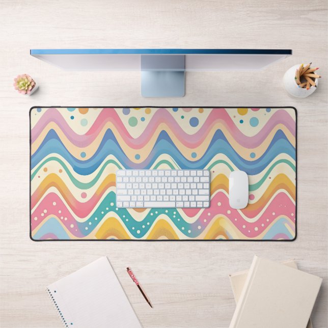 Pastel Rainbow Retro Abstract Design Desk Mat (Office 1)