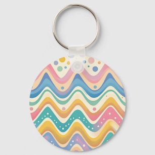 Pastel Rainbow Retro Abstract Design Keychain