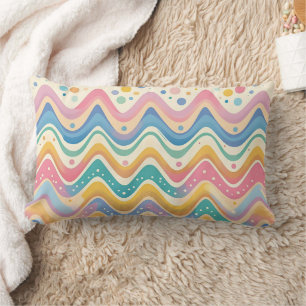 Pastel Rainbow Retro Abstract Design Lumbar Pillow