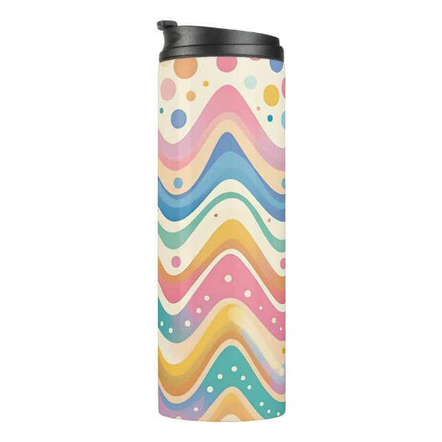 Pastel Rainbow Retro Abstract Design Thermal Tumbler (Rotated Right)
