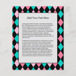 Pastel Rainbow Rhombuses Black Pink Blue Harlequin Flyer