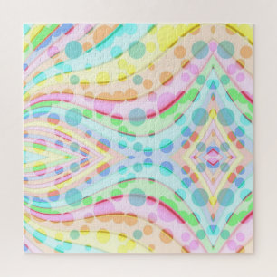 Pastel Rainbow Ribbons and Bubbles Jigsaw Puzzle