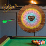 Pastel Rainbow Rustic Wood Tone Monogram hearts Da Dartboard<br><div class="desc">Pastel Rainbow Rustic Wood Tone Monogram Heats with initial monogram.    A rustic Wood Grain Dartboard makes the perfect personalized Gift,  it's great for weddings,  parties,  family reunions,  and just everyday fun. Our easy-to-use template makes personalizing easy.</div>