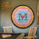 Pastel Rainbow Rustic Wood Tone Monogram Name  Dartboard<br><div class="desc">Pastel Rainbow Rustic Wood Tone Monogram Name.    A rustic Wood Grain Dartboard makes the perfect personalized Gift,  it's great for weddings,  parties,  family reunions,  and just everyday fun. Our easy-to-use template makes personalizing easy.</div>