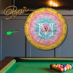 Pastel Rainbow Rustic Wood Tone Monogram Name   Dartboard<br><div class="desc">Pastel Rainbow Rustic Wood Tone Monogram Name    A rustic Wood Grain Dartboard makes the perfect personalized Gift,  it's great for weddings,  parties,  family reunions,  and just everyday fun. Our easy-to-use template makes personalizing easy.</div>