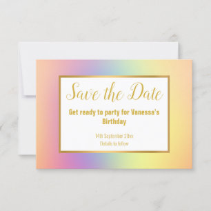 PASTEL RAINBOW SAVE THE DATE RSVP CARD