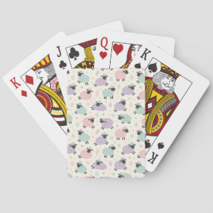 Pastel Rainbow Sheep Pattern Playing Cards