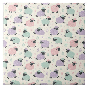 Pastel Rainbow Sheep Pattern Tile