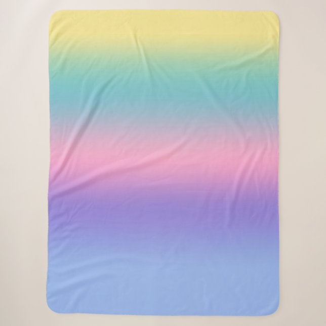 Pastel Rainbow Sky Aesthetic Ombre Gradient Chic Sherpa Blanket (Front)