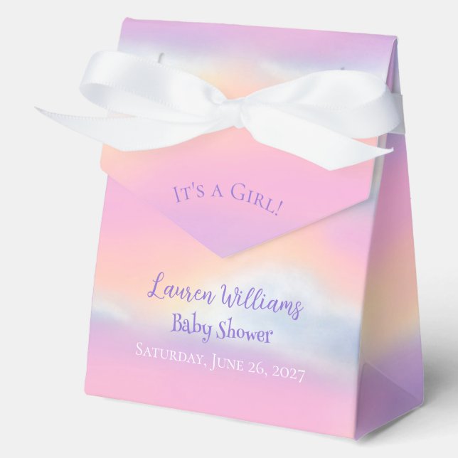 Pastel Rainbow Sky Baby Shower Favor Box (Front)