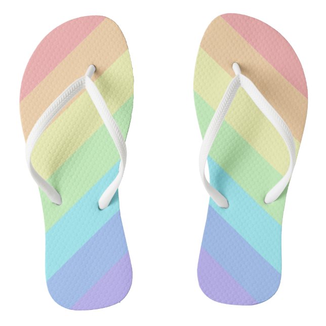 Pastel Rainbow Slash Stripes  Flip Flops (Footbed)