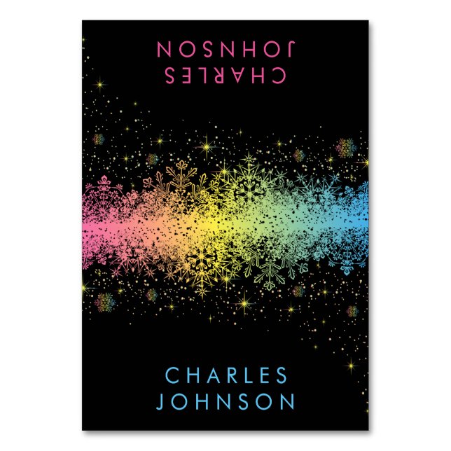 Pastel Rainbow Snowflakes Cartes de place (Par défaut)