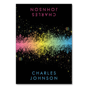 Pastel Rainbow Snowflakes Place Cards