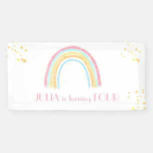 Pastel rainbow sparkling Birthday Banner
