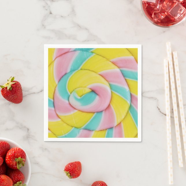 Pastel Rainbow Spiral Candy Photo Napkin (Insitu)