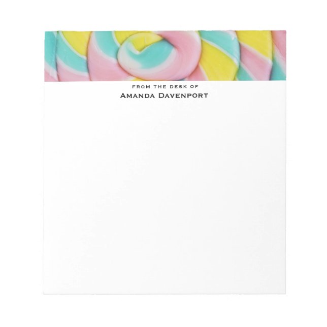 Pastel Rainbow Spiral Candy Photo Notepad (Front)