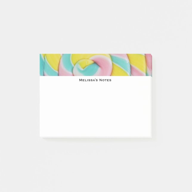Pastel Rainbow Spiral Candy Photo Post-it Notes (Front)