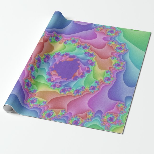 Pastel Rainbow Spiral Wrapping Paper (Unrolled)