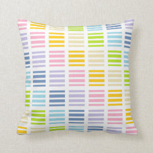 Pastel Rainbow Squares and Stripes Throw Pillow