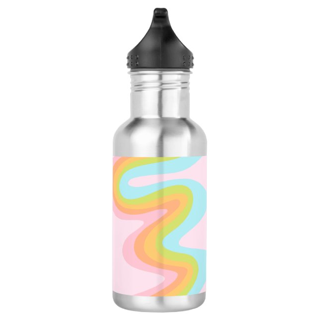 Pastel rainbow squiggle 532 ml water bottle (Right)
