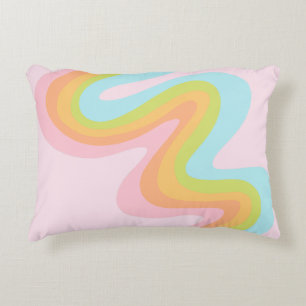 Pastel rainbow squiggle accent pillow