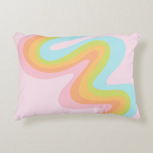 Pastel rainbow squiggle accent pillow (Front)