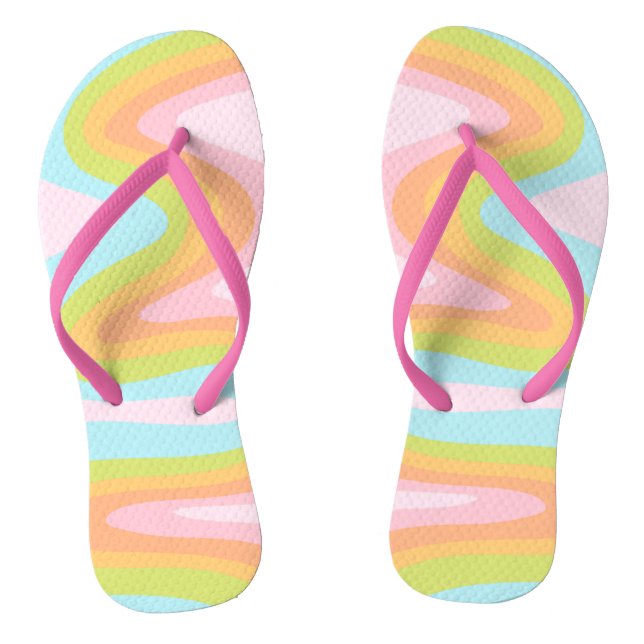 Pastel rainbow squiggle flip flops (Footbed)