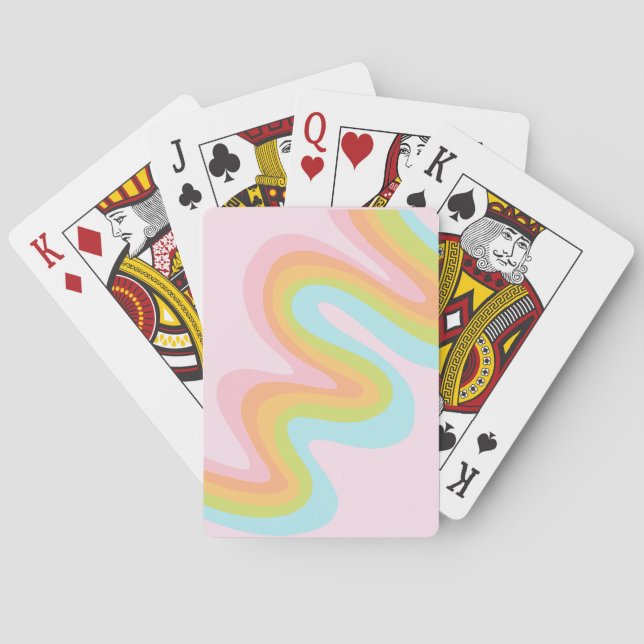 Pastel rainbow squiggle playing cards (Back)