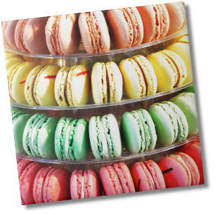 Pastel Rainbow Stacked French Macaron Cookies Tile