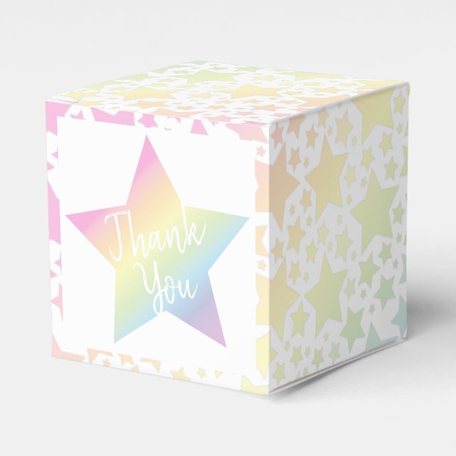 Pastel Rainbow Star Baby Shower Favor Box (Front Side)