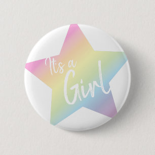 Pastel Rainbow Stars Baby Shower Simple Modern 2 Inch Round Button