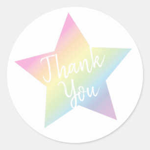 Pastel Rainbow Stars Baby Shower Simple Modern Classic Round Sticker