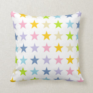 Pastel Rainbow Stars Throw Pillow