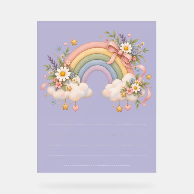 Pastel Rainbow Stationery Acrylic Sign (Front)