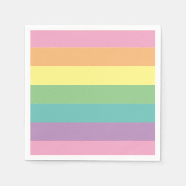 Pastel Rainbow Stripe Paper Napkin (Front)