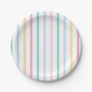 Pastel Rainbow Stripe Paper Plate