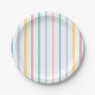 Pastel Rainbow Stripe Paper Plate