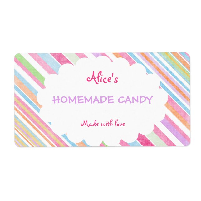 Pastel Rainbow Stripe Personalized Homemade Candy (Front)