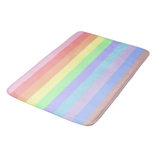 Pastel Rainbow Stripes Bath Mat