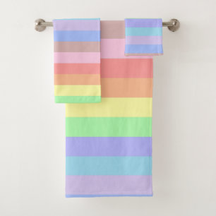 Pastel Rainbow Stripes Bath Towel Set