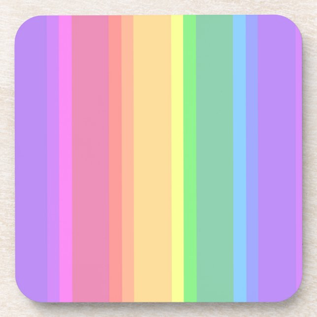 Pastel rainbow stripes coaster (Front)