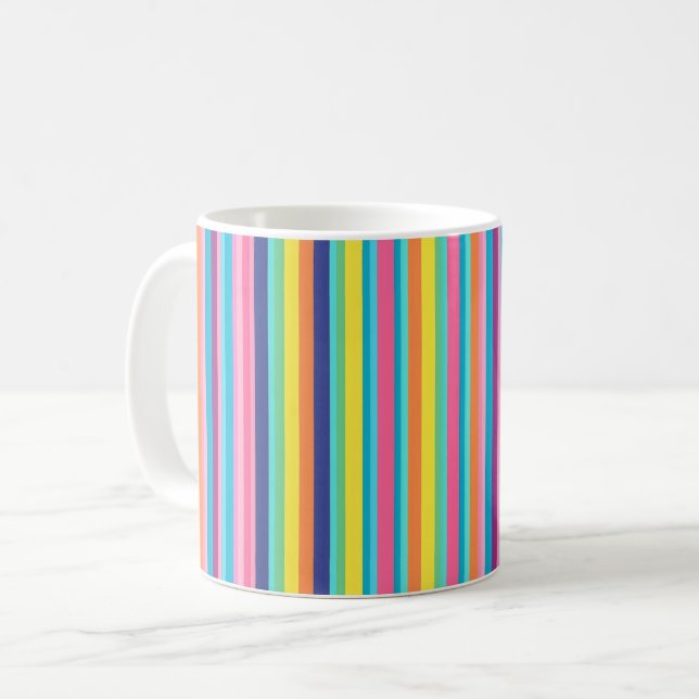 Pastel Rainbow Stripes Coffee Mug (Front Left)