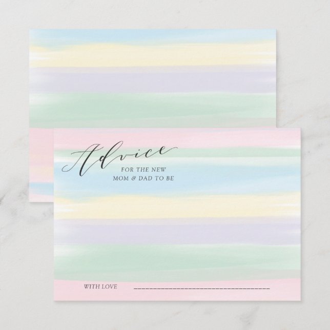 Pastel Rainbow Stripes Conseil Carte Baby shower (Devant / Derrière)