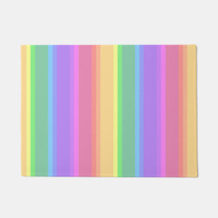 Pastel rainbow stripes doormat