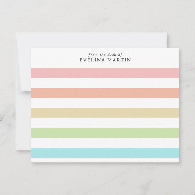 Pastel Rainbow Stripes From the Desk Of Card (Front)
