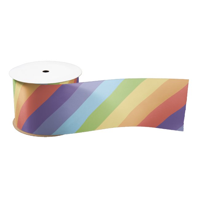 Pastel rainbow stripes Gay Pride Satin Ribbon (Spool)