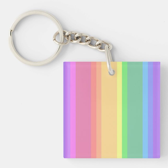 Pastel rainbow stripes keychain (Front)
