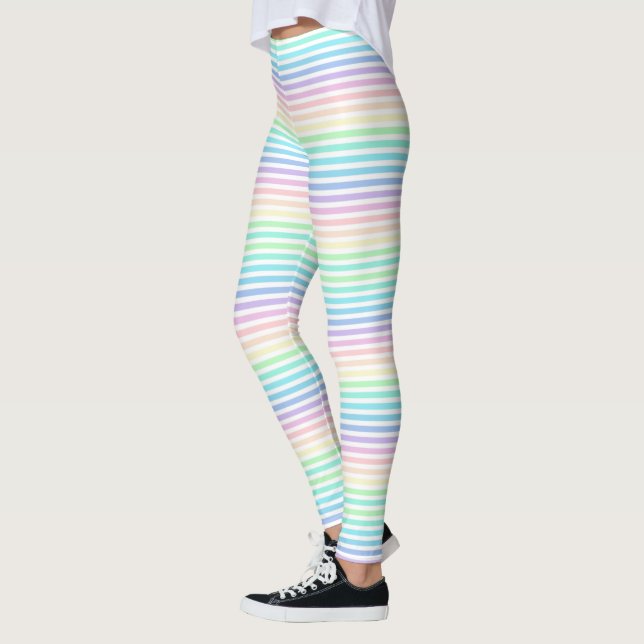 Pastel Rainbow Stripes  Leggings (Left)