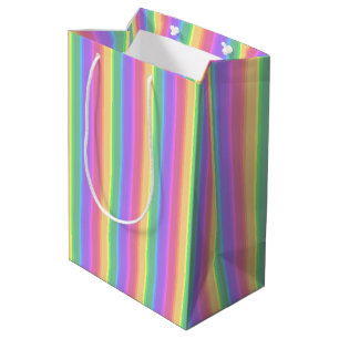 Pastel rainbow stripes medium gift bag